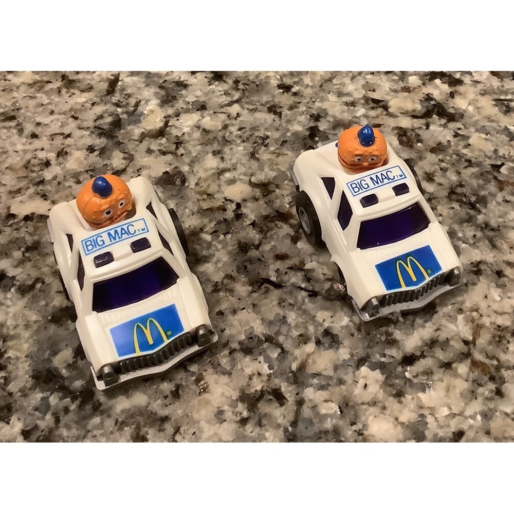 2 Vintage 1984 BIG MAC McDonalds Ertl Pull Back Police Cop Car Toy